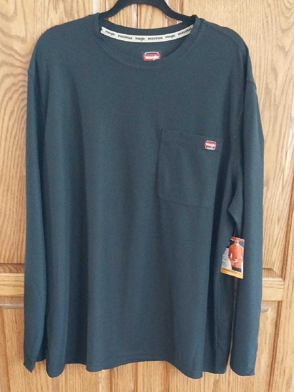 Wrangler Workwear NWT Mens Long Sleeve Performance Work Pocket T-Shirt 2XL Black